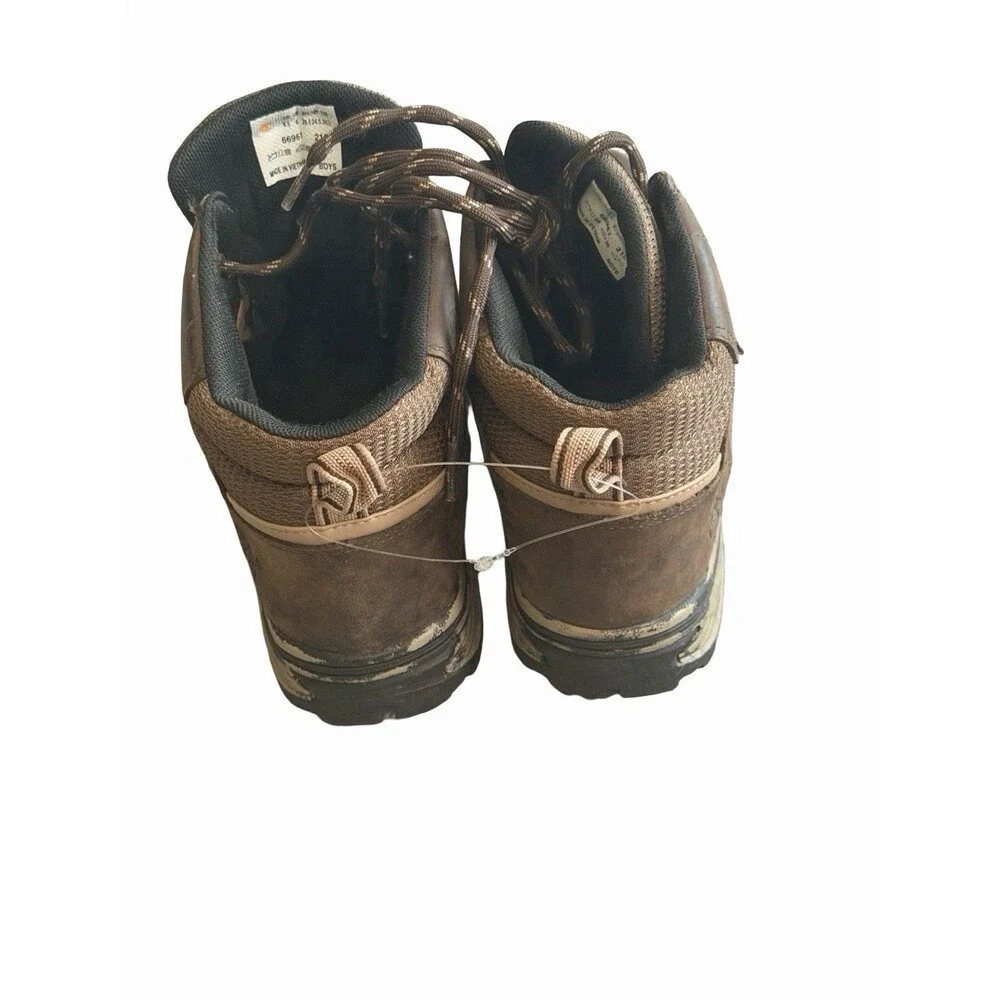 Timberland Boys 66961 Brown Leather Hiking Boots Waterproof Lace Up Size 6.5